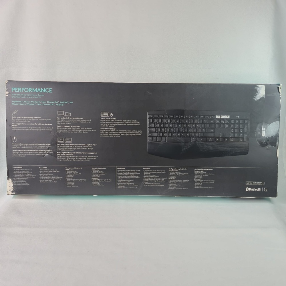 Logitech MK825 Wireless Keyboard/Mouse Combo Full-Size Keyboard Bluetooth Black - Picture 2 of 7